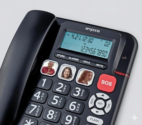 Emporia KFT20 Corded Big-Button - Black/Silver (Official UK and Ireland Version)