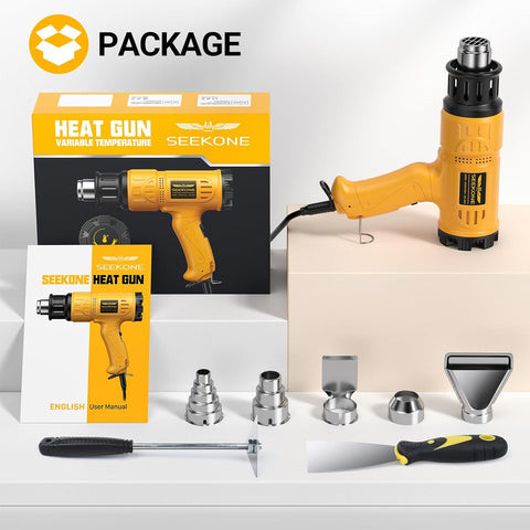 SEEKONE 2000W Professional Hot Air Gun 50℃- 600℃ Variable Temperature Control
