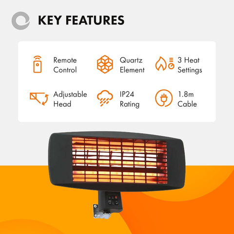 2kW Garden Patio Heater (Square Wall Mounted)