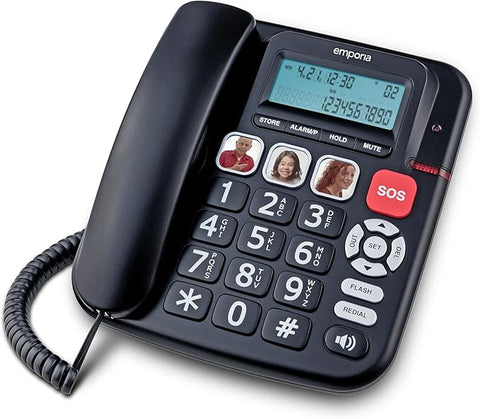 Emporia KFT20 Corded Big-Button - Black/Silver (Official UK and Ireland Version)