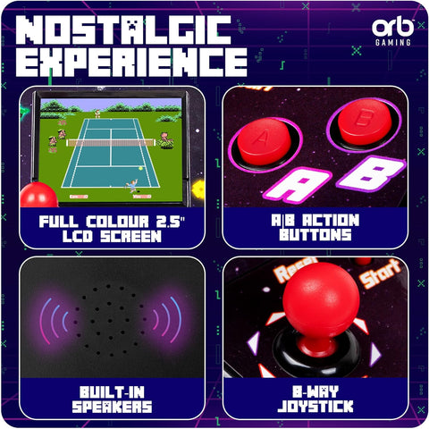 Mini Arcade Machine, 240 Built-In 8-Bit Games, 2.5” Full Colour Screen