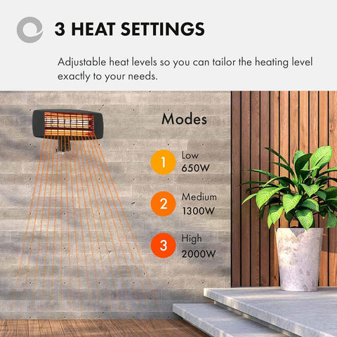 2kW Garden Patio Heater (Square Wall Mounted)