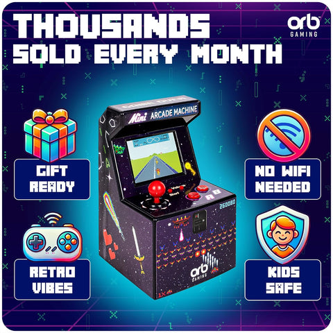 Mini Arcade Machine, 240 Built-In 8-Bit Games, 2.5” Full Colour Screen
