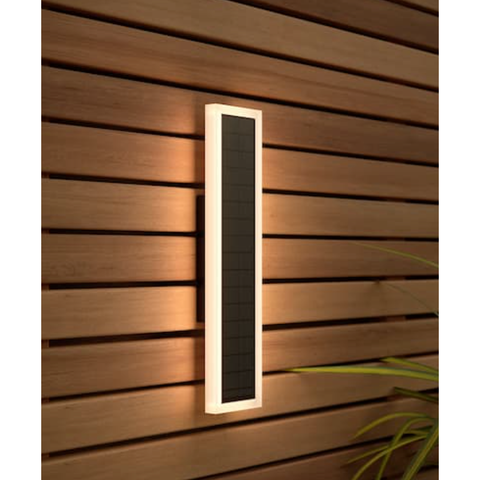 Halo Rectangle Solar Wall Light Warm White and White